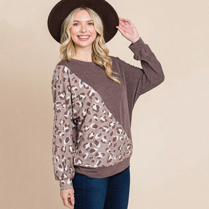 Cute Animal French Terry Brush Contrast Print Pullover with Cuff Detail DailySale