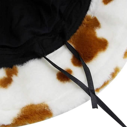 Cute Cow Print Fuzzy Bucket Hat DailySale