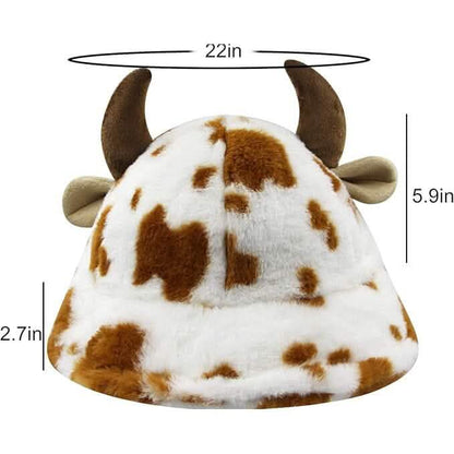Cute Cow Print Fuzzy Bucket Hat DailySale