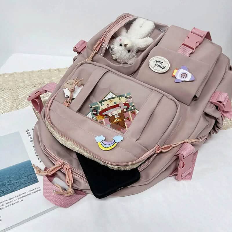 Cute Waterproof Multi-Pocket Women Backpacks with Bear Doll DailySale