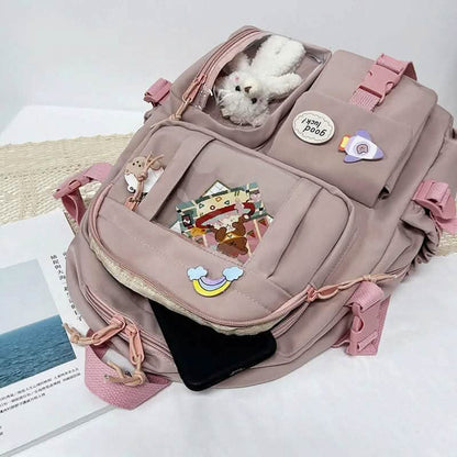 Cute Waterproof Multi-Pocket Women Backpacks with Bear Doll DailySale