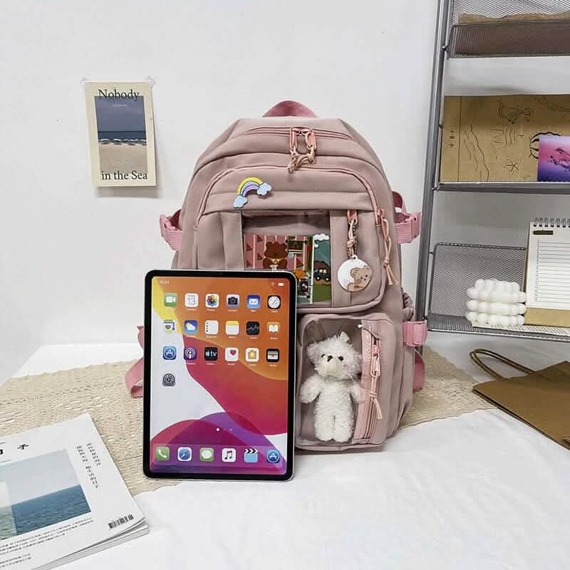 Cute Waterproof Multi-Pocket Women Backpacks with Bear Doll DailySale