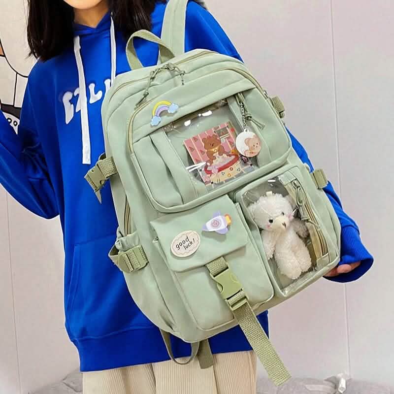 Cute Waterproof Multi-Pocket Women Backpacks with Bear Doll DailySale