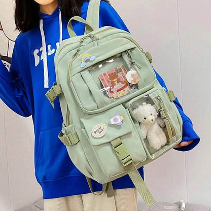 Cute Waterproof Multi-Pocket Women Backpacks with Bear Doll DailySale