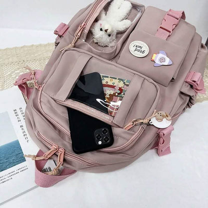 Cute Waterproof Multi-Pocket Women Backpacks with Bear Doll DailySale