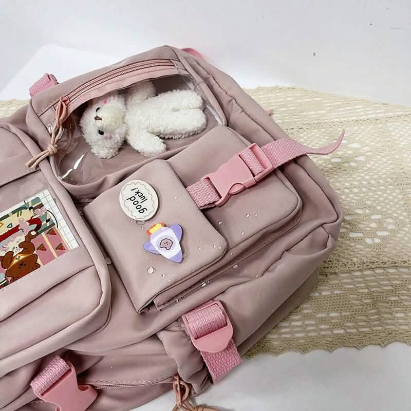 Cute Waterproof Multi-Pocket Women Backpacks with Bear Doll DailySale