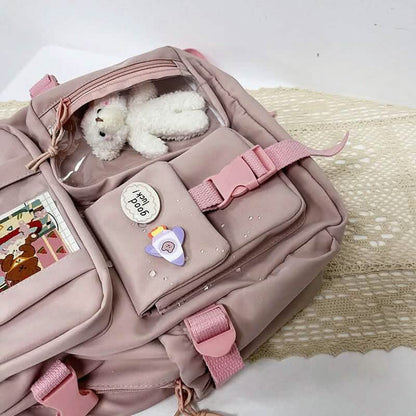 Cute Waterproof Multi-Pocket Women Backpacks with Bear Doll DailySale