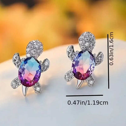 Cute Zirconia Turtle Ear Stud Earrings DailySale