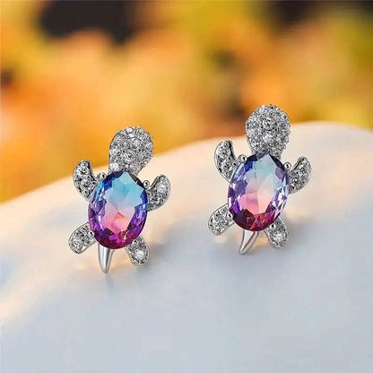 Cute Zirconia Turtle Ear Stud Earrings DailySale