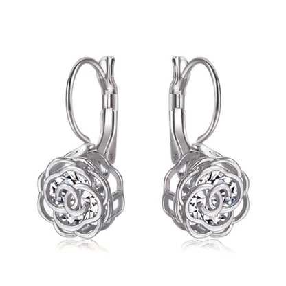 Cystal Leverback Floral Earrings In Gold DailySale