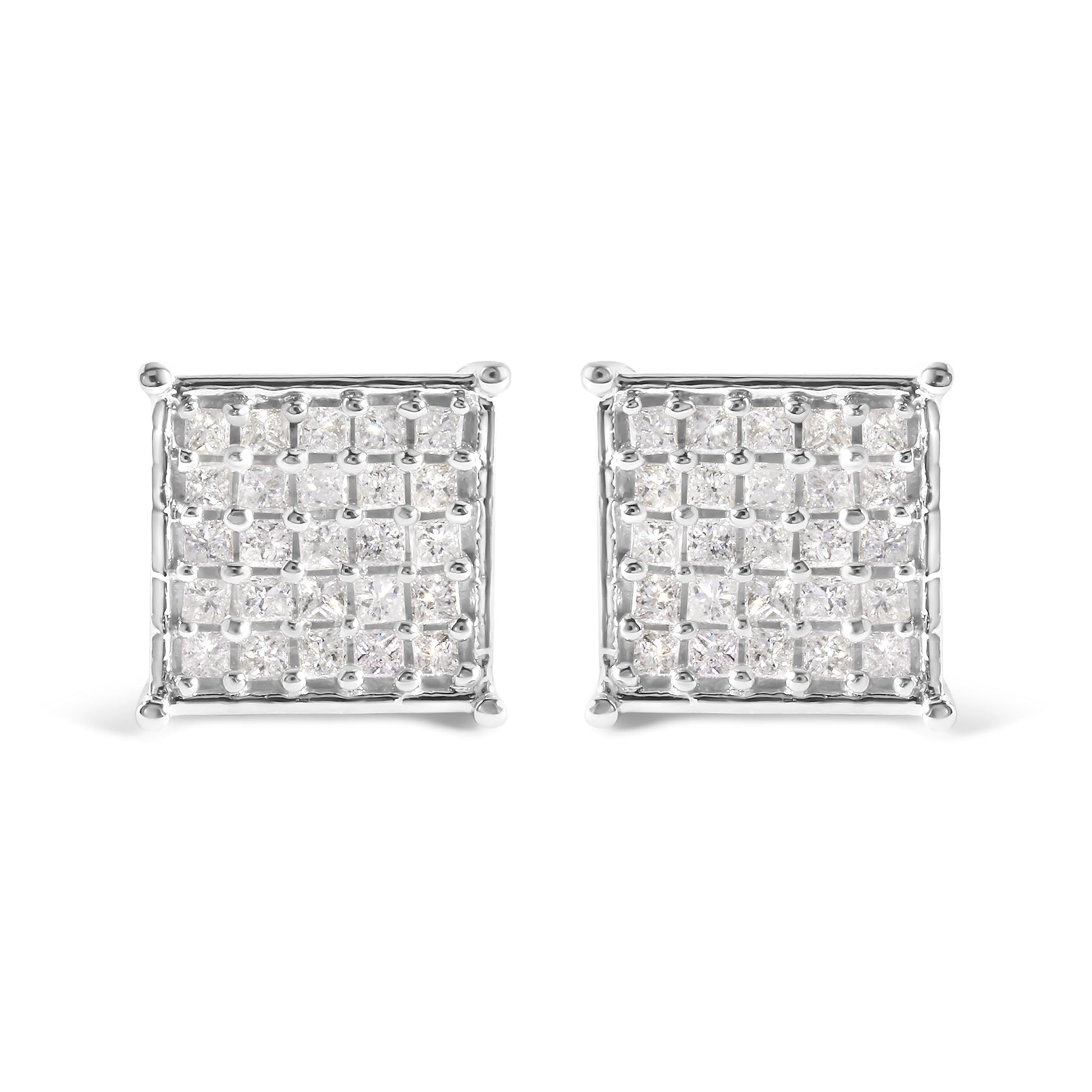 10K White Gold 3/4 Cttw Princess Diamond Composite Stud Earrings (I-J Color, I1-I2 Clarity) Bids.com