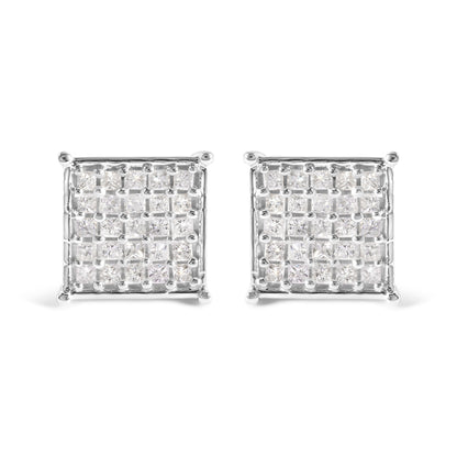 10K White Gold 3/4 Cttw Princess Diamond Composite Stud Earrings (I-J Color, I1-I2 Clarity) Bids.com