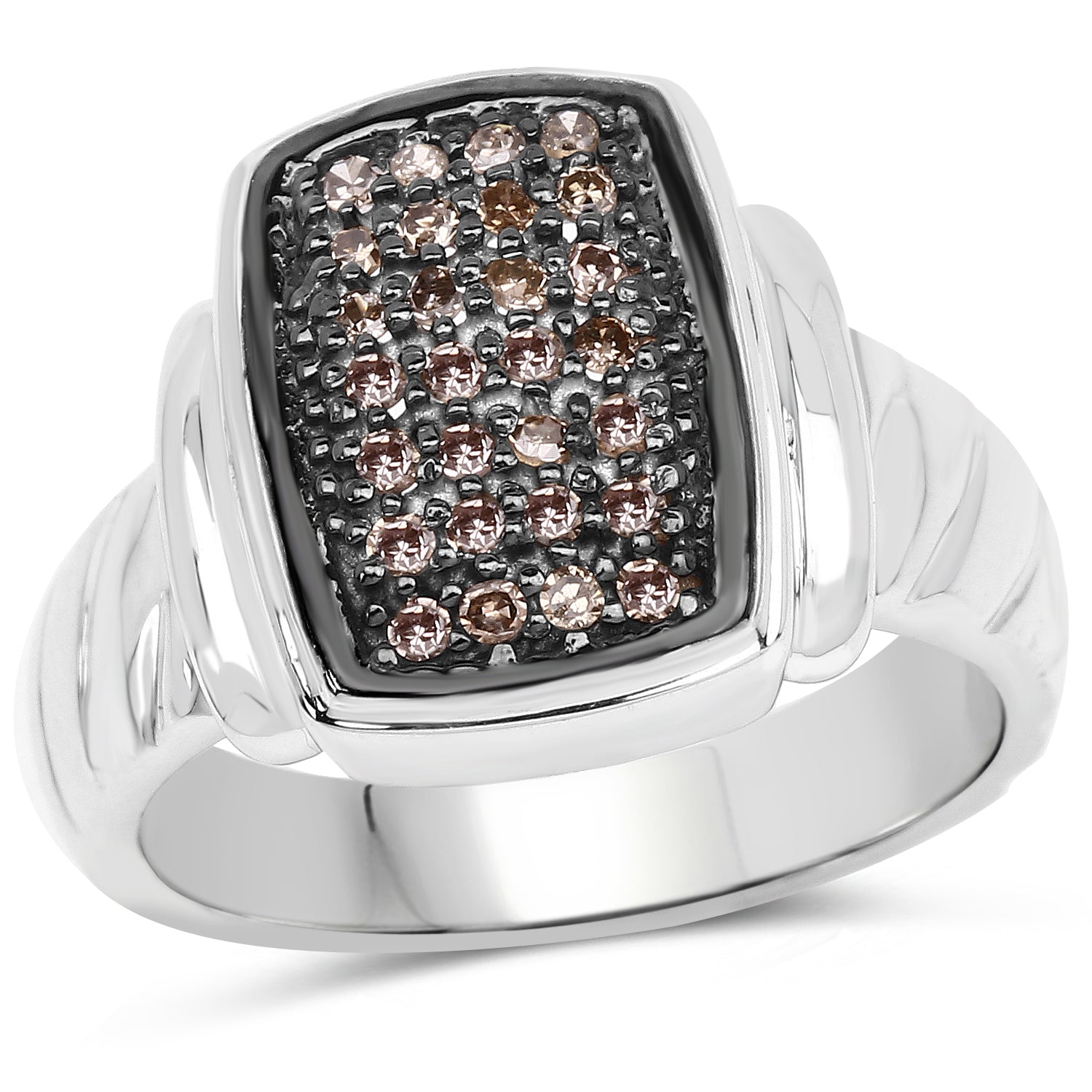 0.22 Carat Genuine Champagne Diamond .925 Sterling Silver Ring Bids.com