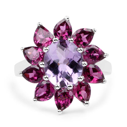 5.65 Carat Genuine Amethyst and Rhodolite .925 Sterling Silver Ring Bids.com
