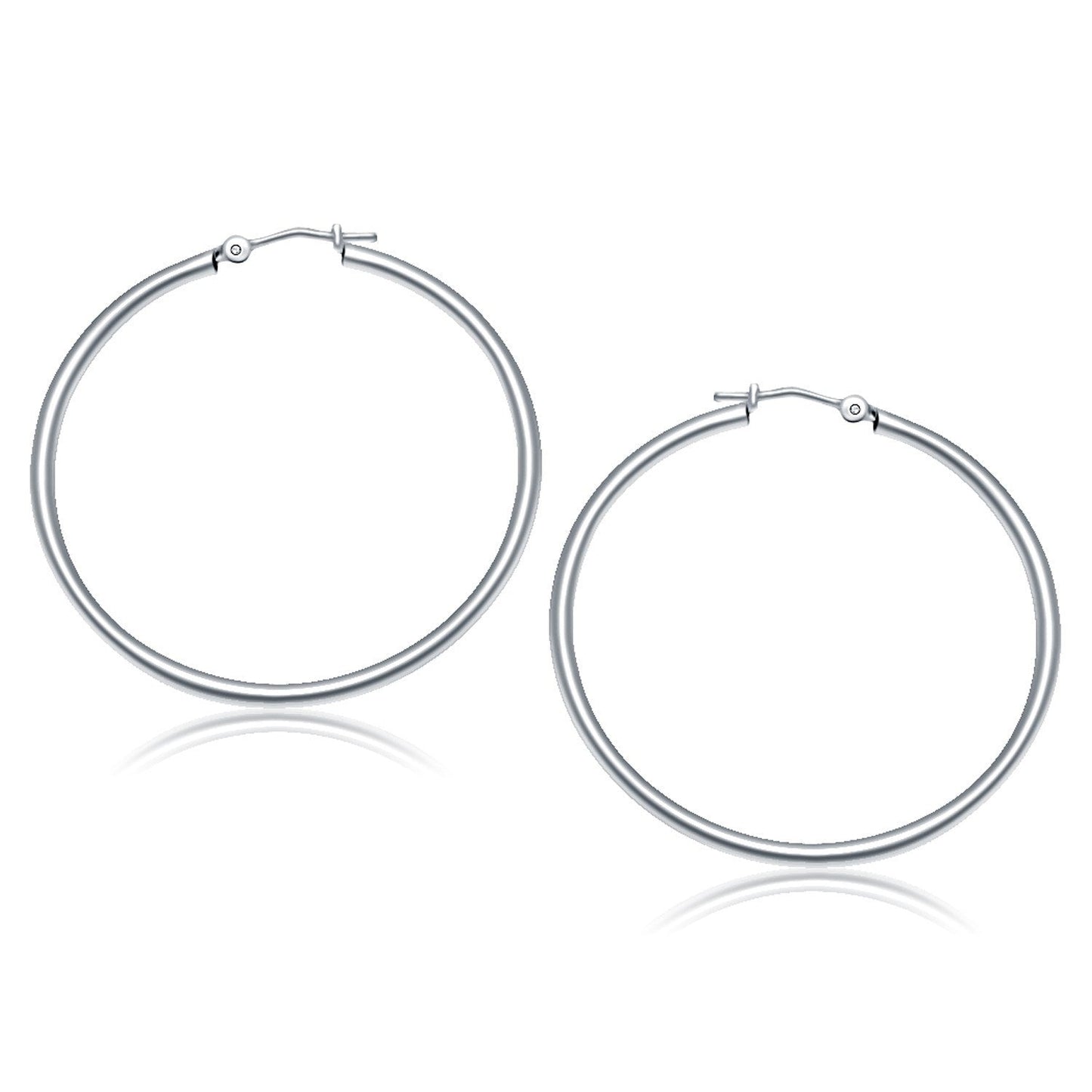 10k White Gold Polished Hoop Earrings (40 mm) Bids.com