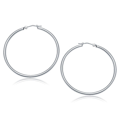 10k White Gold Polished Hoop Earrings (40 mm) Bids.com