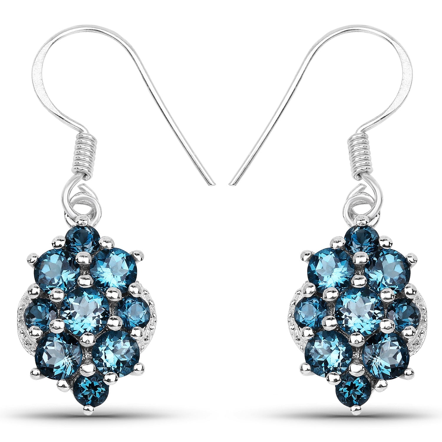 4.32 Carat Genuine London Blue Topaz .925 Sterling Silver Earrings Bids.com