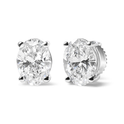 14K White Gold 3/4 Cttw Oval Shape Lab Grown Diamond Solitaire Stud Earrings (F-G Color, VS1-VS2 Clarity) Bids.com