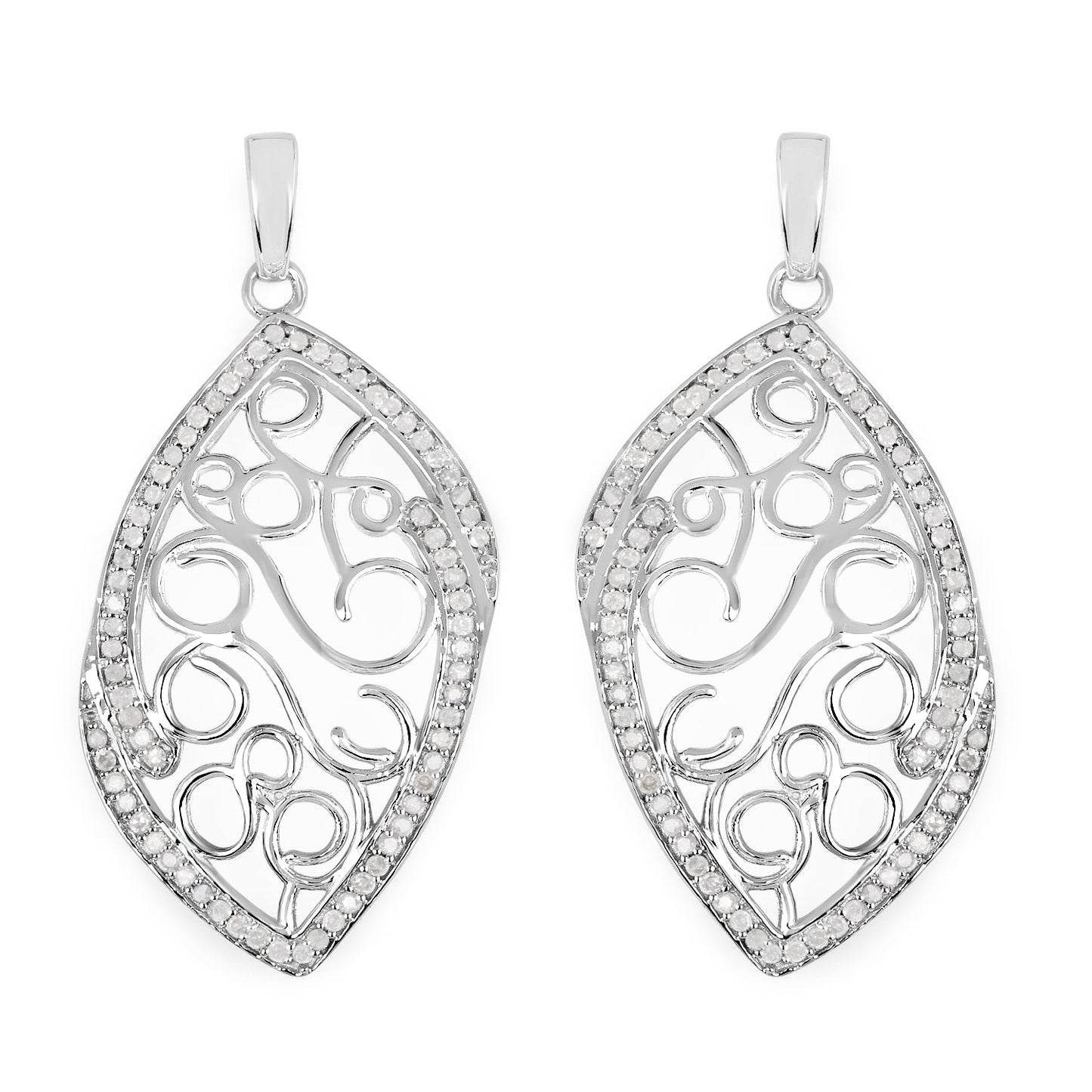 0.73 Carat Genuine White Diamond .925 Sterling Silver Earrings Bids.com