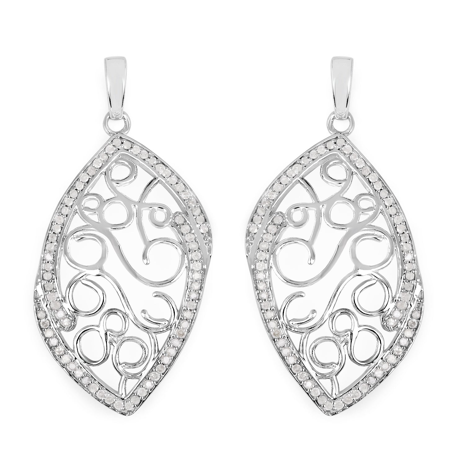 0.73 Carat Genuine White Diamond .925 Sterling Silver Earrings Bids.com