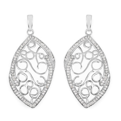 0.73 Carat Genuine White Diamond .925 Sterling Silver Earrings Bids.com