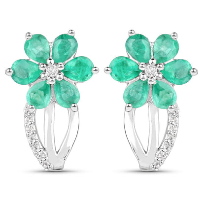 3.61 Carat Genuine Emerald and White Topaz .925 Sterling Silver Set (Ring, Earrings, and Pendant ) Bids.com