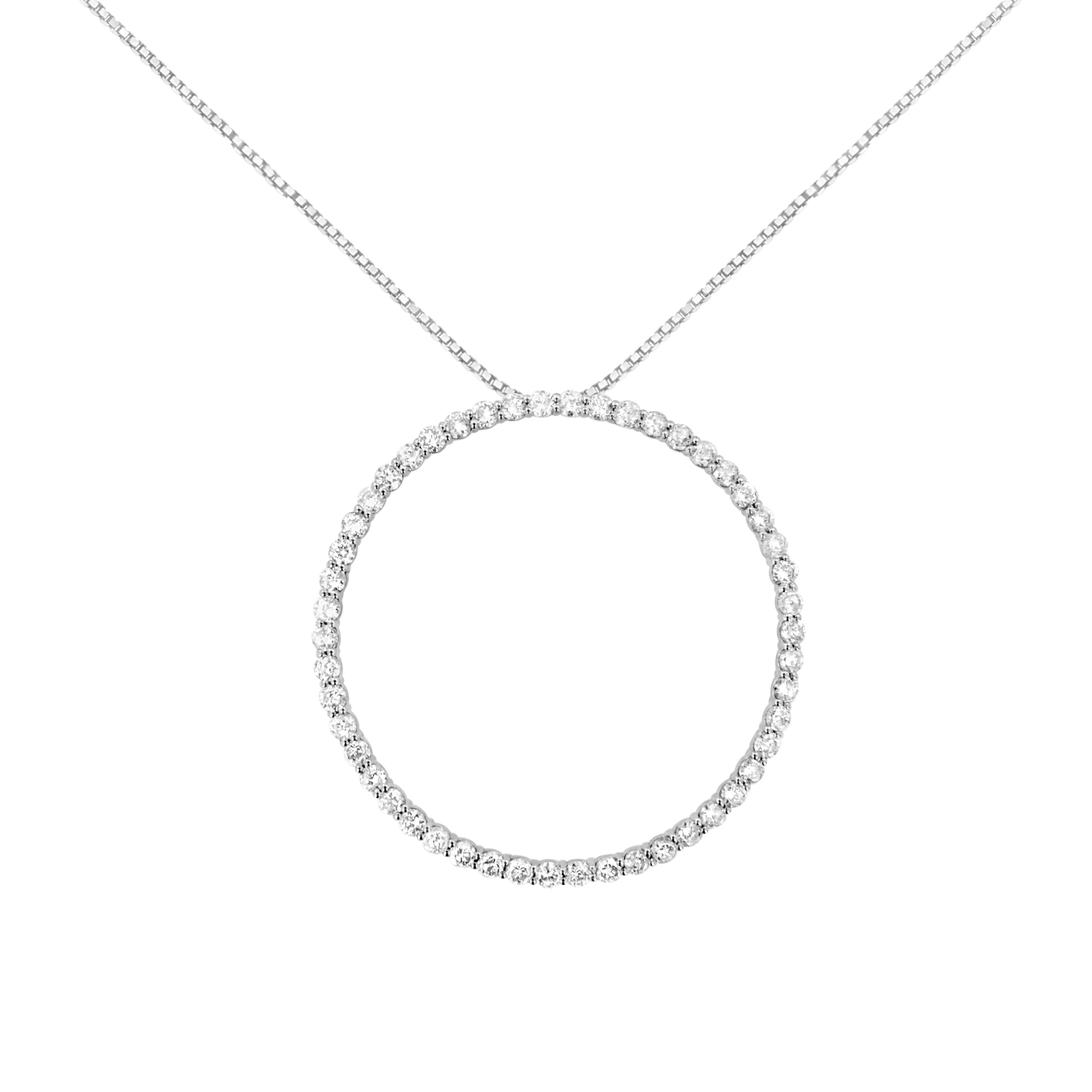 .925 Sterling Silver 4 cttw Prong Set, Round-Cut Diamond Open Circle Hoop 18" Pendant Necklace (J-K Color, I1-I2 Clarity) Bids.com