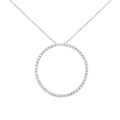 .925 Sterling Silver 4 cttw Prong Set, Round-Cut Diamond Open Circle Hoop 18" Pendant Necklace (J-K Color, I1-I2 Clarity) Bids.com