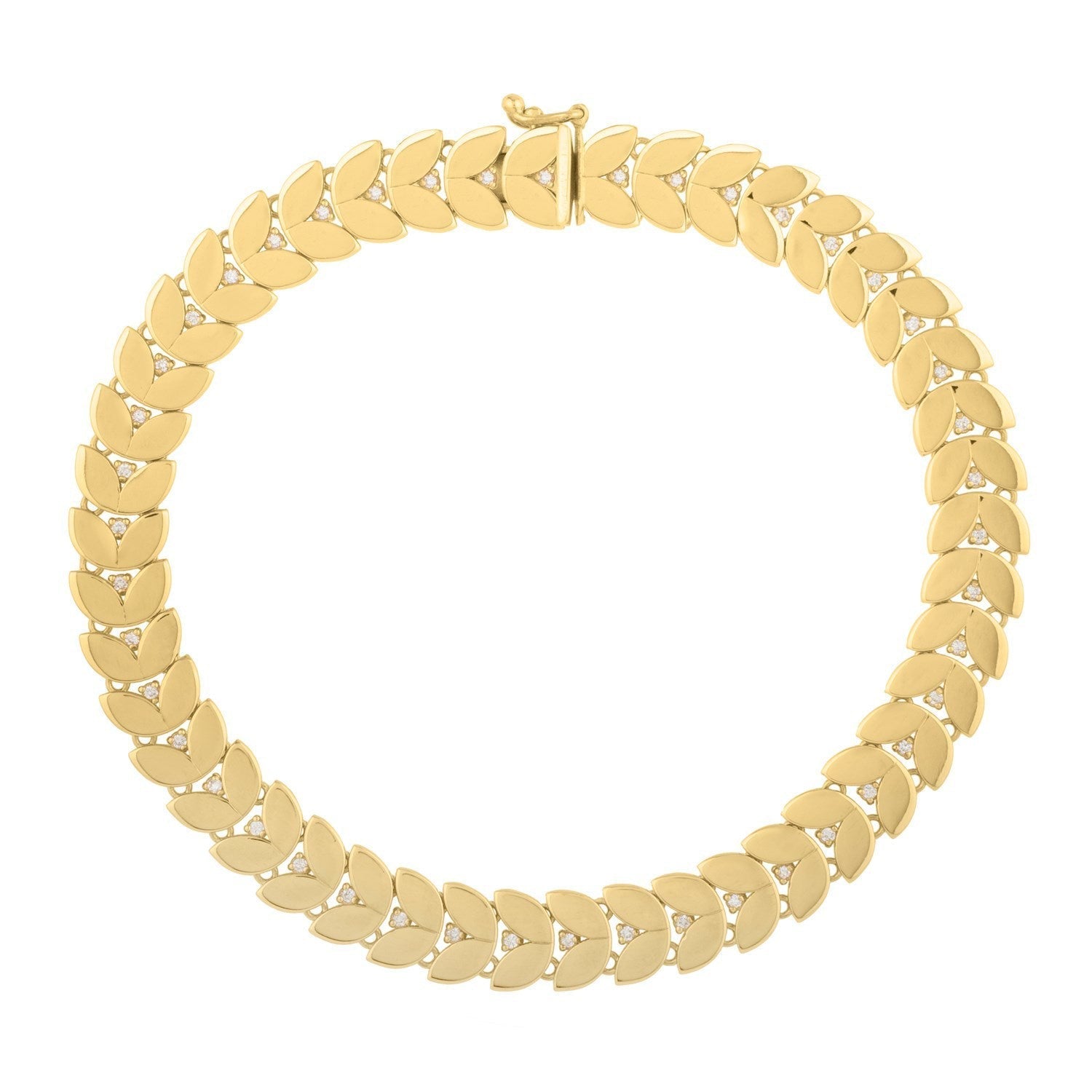 14k Yellow Gold 7 1/2 inch Laurel Leaf Bracelet with Diamond (7.40 mm) Bids.com