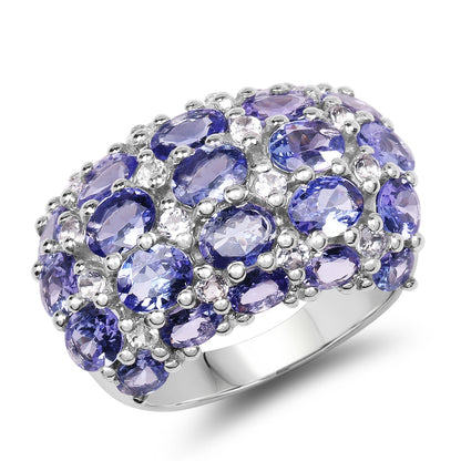7.29 Carat Genuine Tanzanite and White Topaz .925 Sterling Silver Ring Bids.com