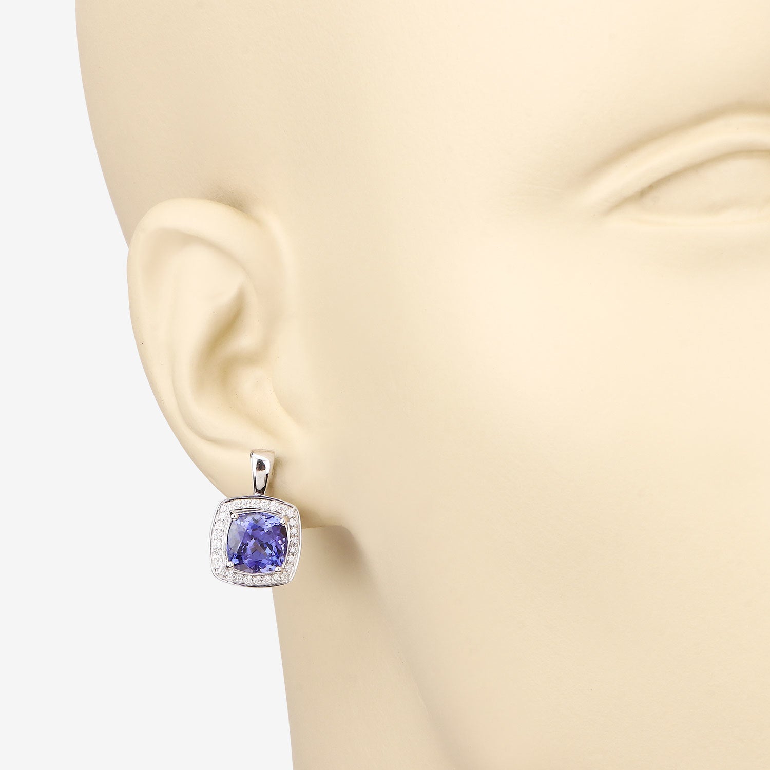 5.95 Carat Genuine Tanzanite and White Diamond 14K White Gold Earrings Bids.com