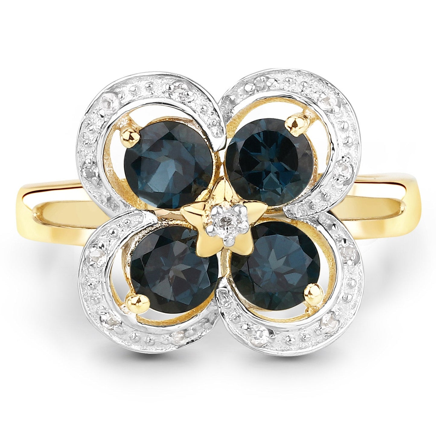 1.76 Carat Genuine London Blue Topaz and White Topaz .925 Sterling Silver Ring Bids.com