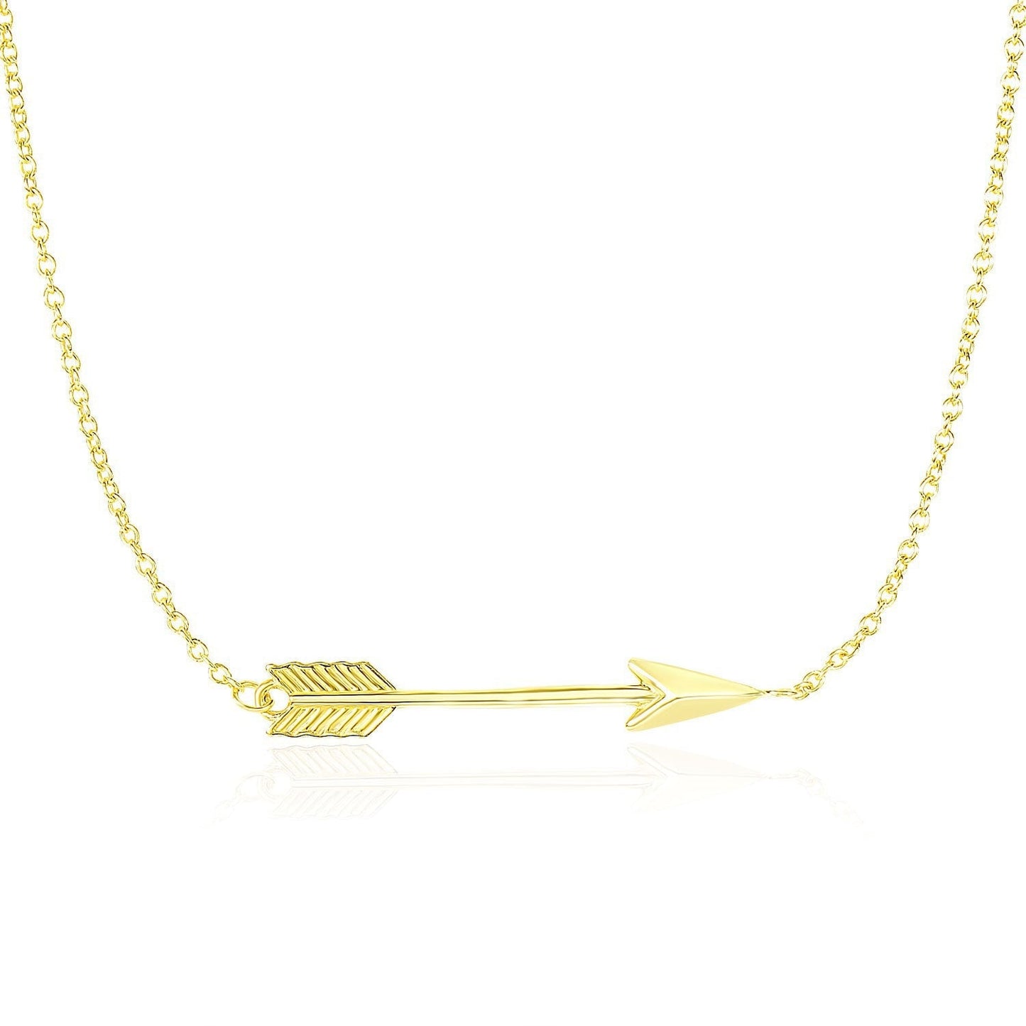 14k Yellow Gold Chain Necklace with Horizontal Arrow Pendant Bids.com