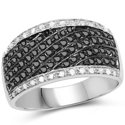 0.79 Carat Genuine Black Diamond .925 Sterling Silver Ring Bids.com