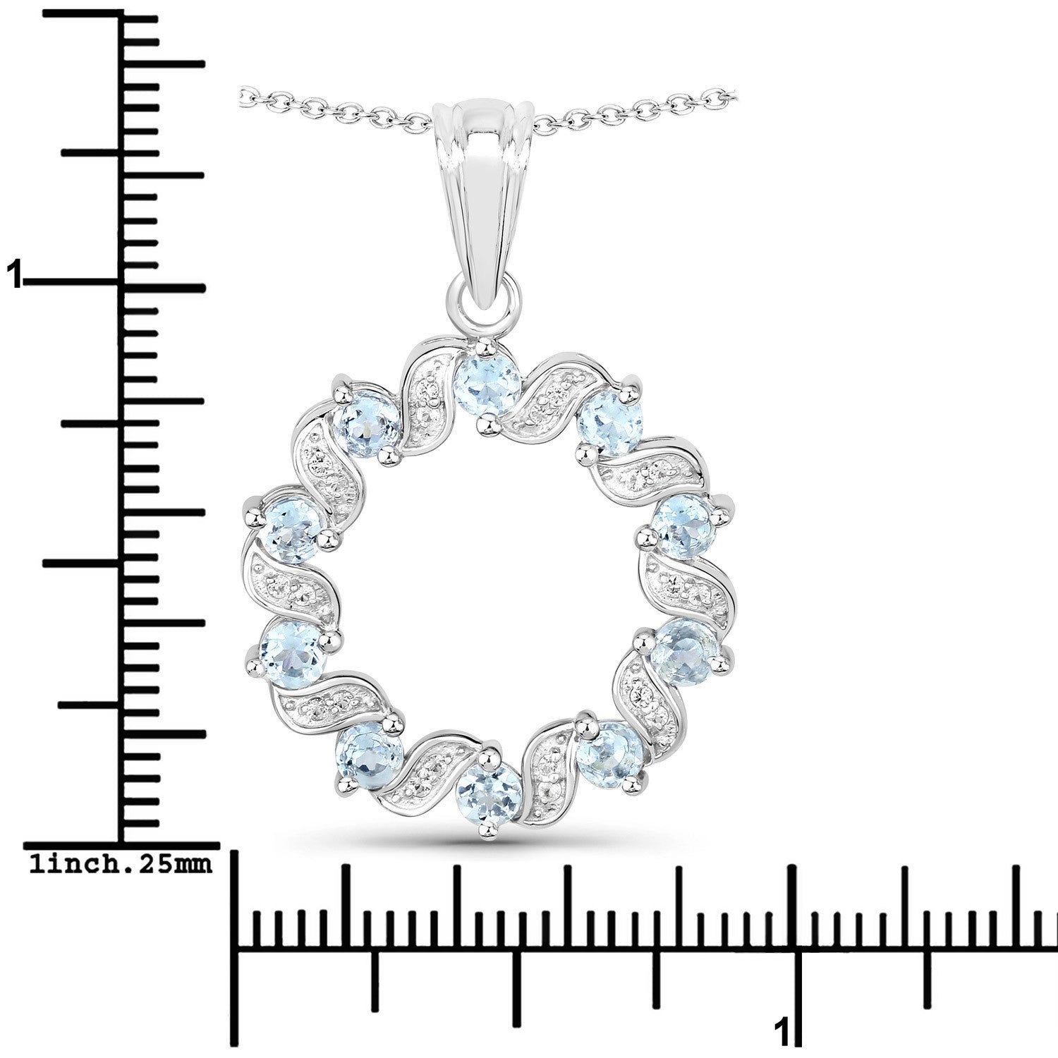 1.10 Carat Genuine Aquamarine and White Topaz .925 Sterling Silver Pendant Bids.com