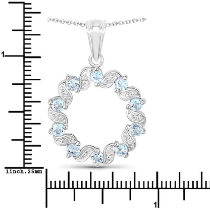 1.10 Carat Genuine Aquamarine and White Topaz .925 Sterling Silver Pendant Bids.com
