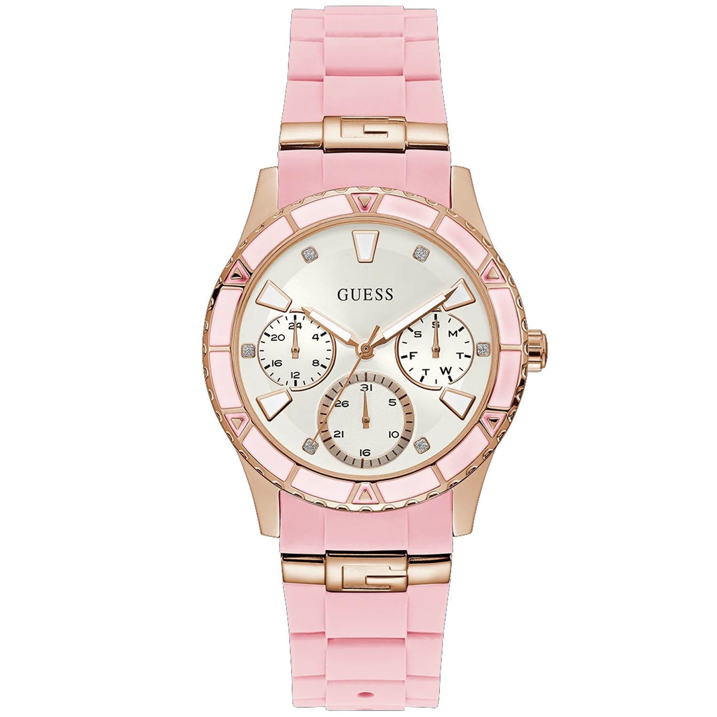 Guess Women's Pink Rose Gold Tone Multi-function Bids.com