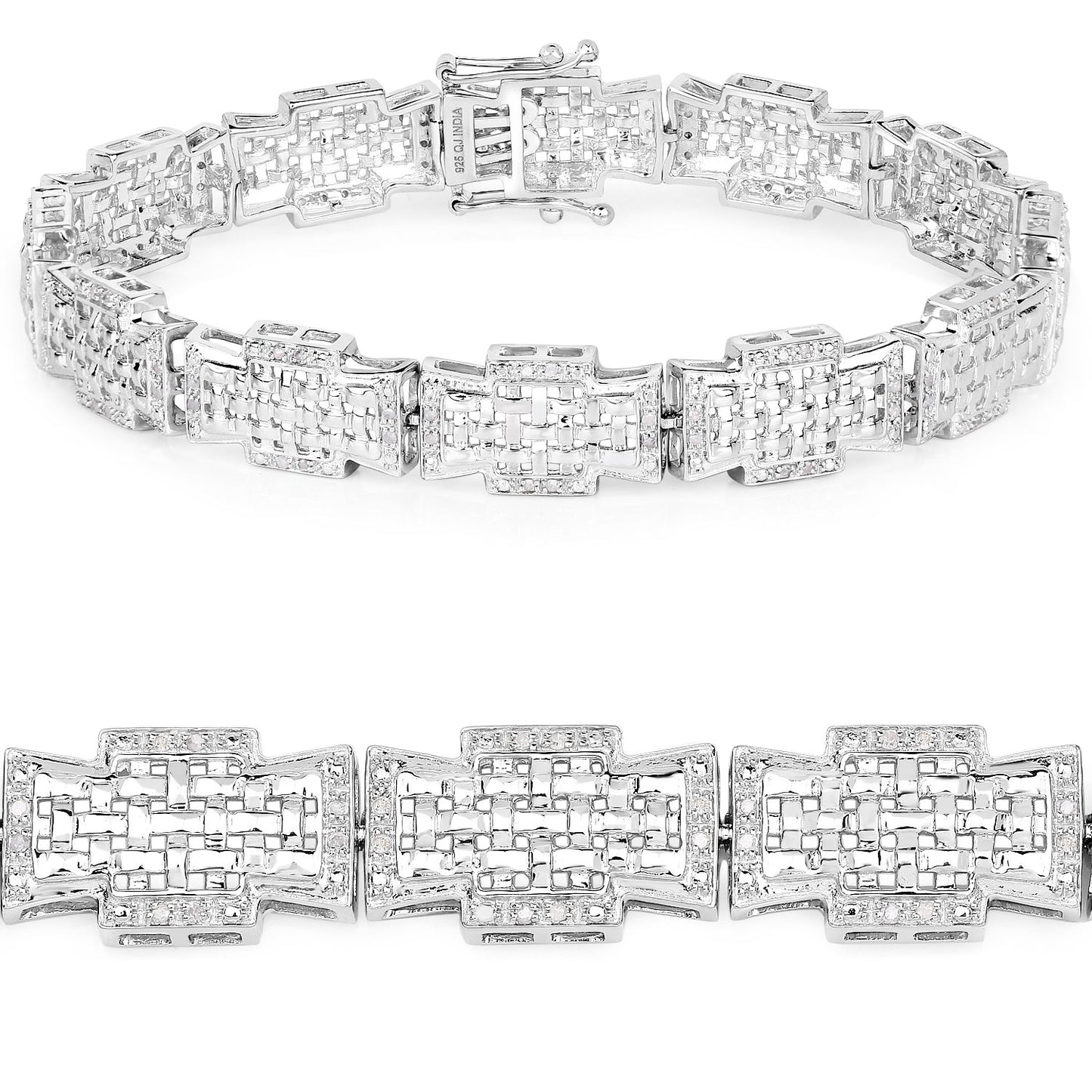 0.48 Carat Genuine White Diamond .925 Sterling Silver Bracelet Bids.com