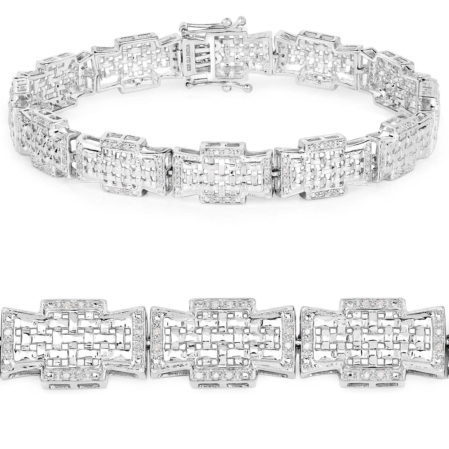 0.48 Carat Genuine White Diamond .925 Sterling Silver Bracelet Bids.com
