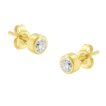 10K White Gold 0.30 Cttw Round Brilliant-Cut Near Colorless Diamond Bezel-Set Stud Earrings (H-I Color, I1-I2 Clarity) Bids.com