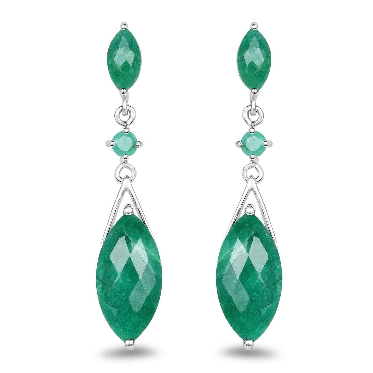 8.52 Carat Dyed Emerald & Emerald .925 Sterling Silver Earrings Bids.com