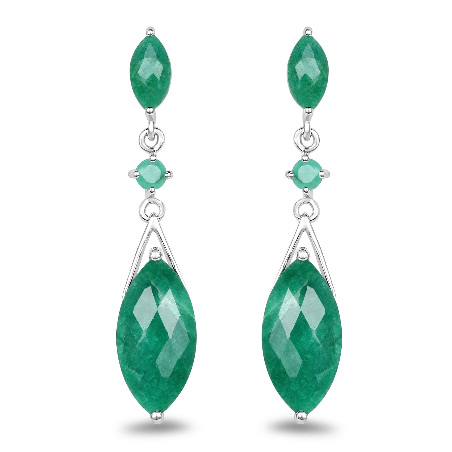 8.52 Carat Dyed Emerald & Emerald .925 Sterling Silver Earrings Bids.com