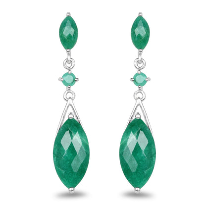 8.52 Carat Dyed Emerald & Emerald .925 Sterling Silver Earrings Bids.com