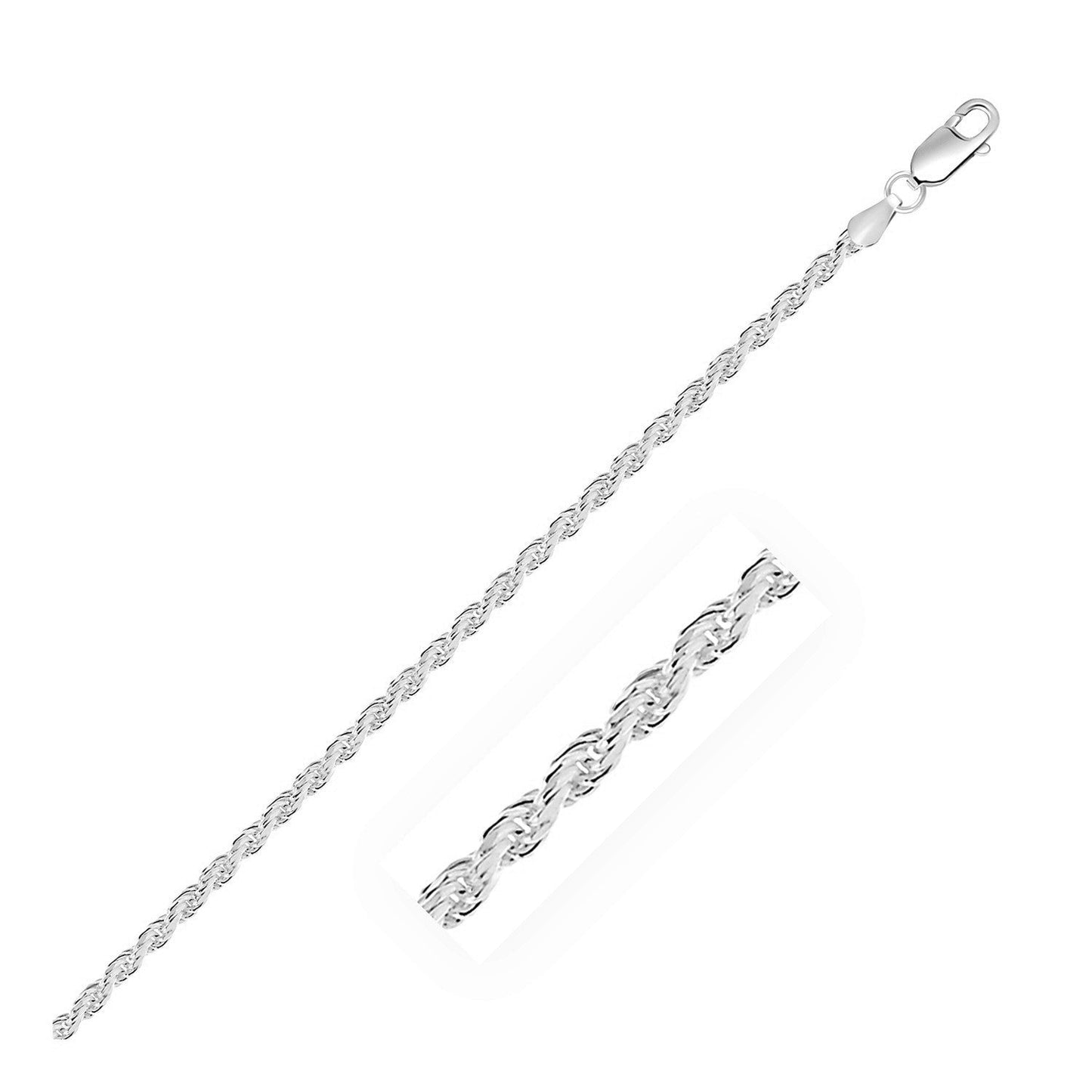 Sterling Silver 2.9mm Diamond Cut Rope Style Chain Bids.com