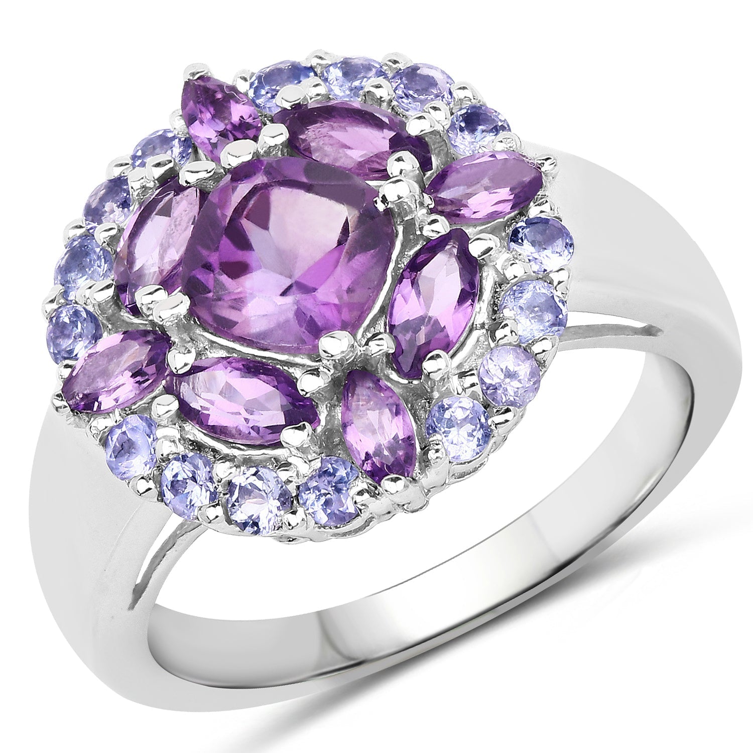 2.19 Carat Genuine Amethyst and Tanzanite .925 Sterling Silver Ring Bids.com