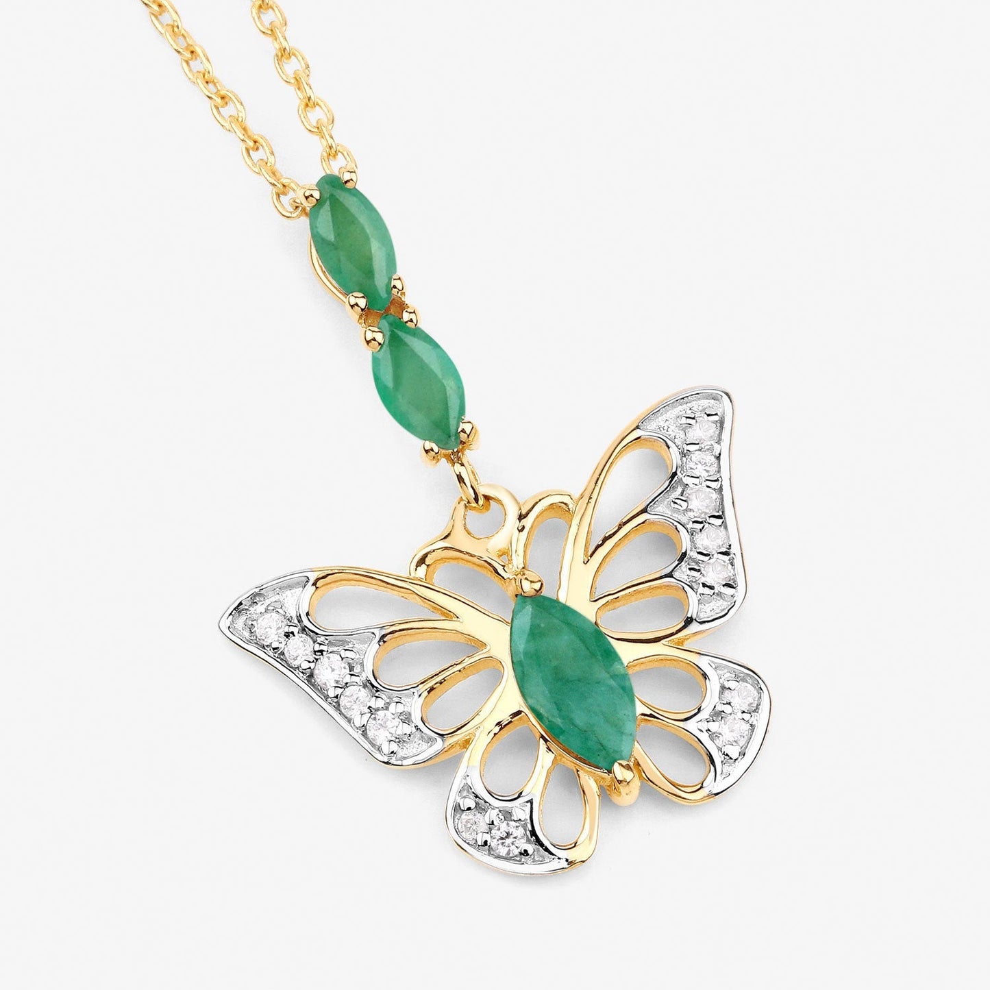 0.72 Carat Genuine Emerald and White Zircon .925 Sterling Silver Pendant Bids.com