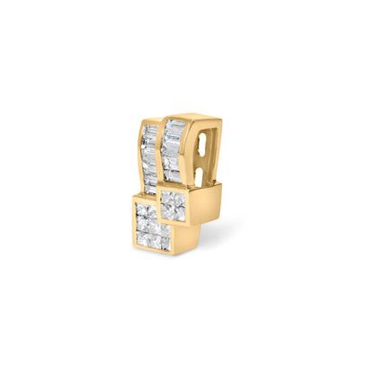 14K Yellow Gold 1 1/2 cttw Princess and Baguette Cut Diamond Geometric Pendant Necklace (H-I Color, VS1-VS2 Clarity) Bids.com