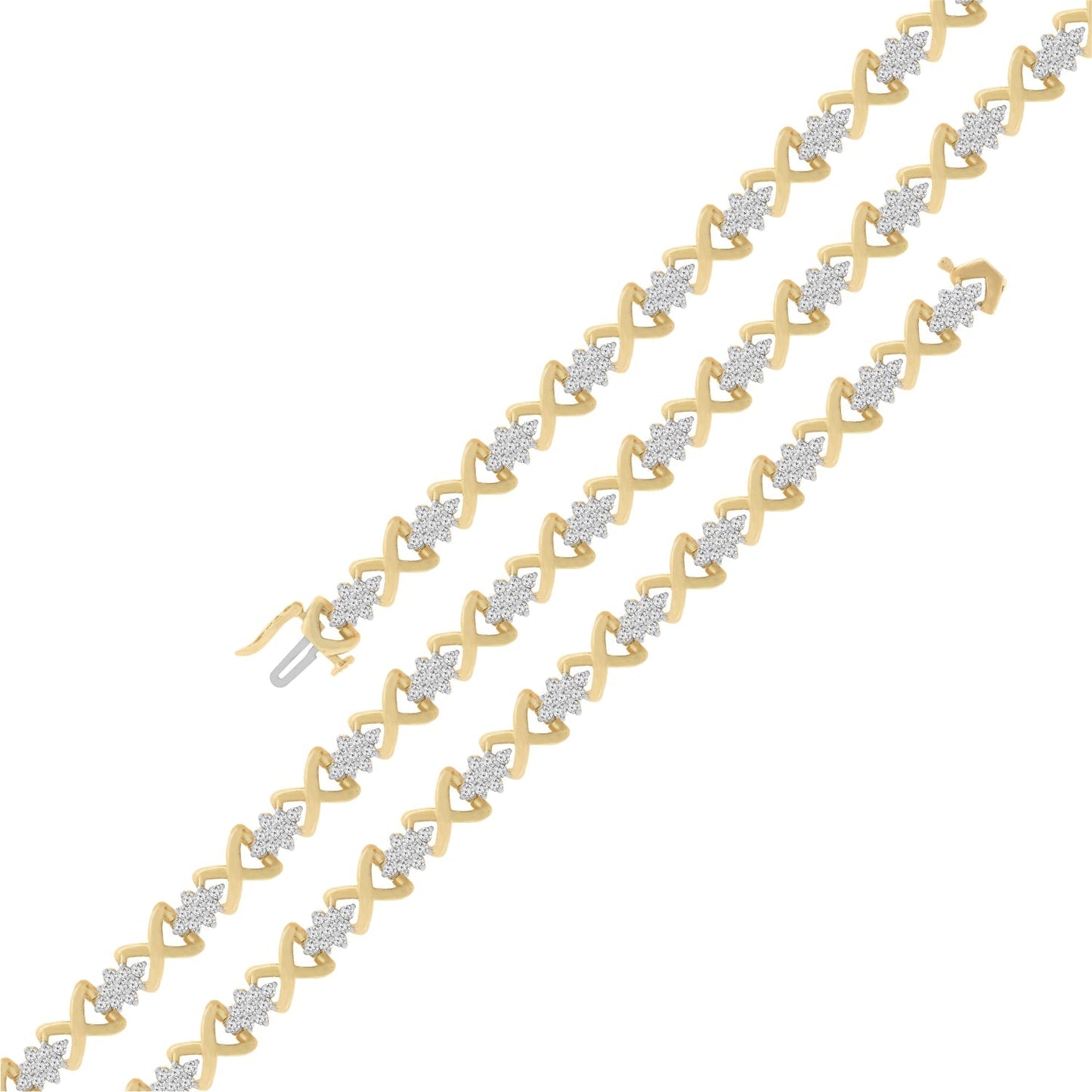 10k Yellow Gold Plated .925 Sterling Silver 2.00 Cttw Round-Cut Diamond Link 7" Bracelet (H-I Color, I2-I3 Clarity) Bids.com