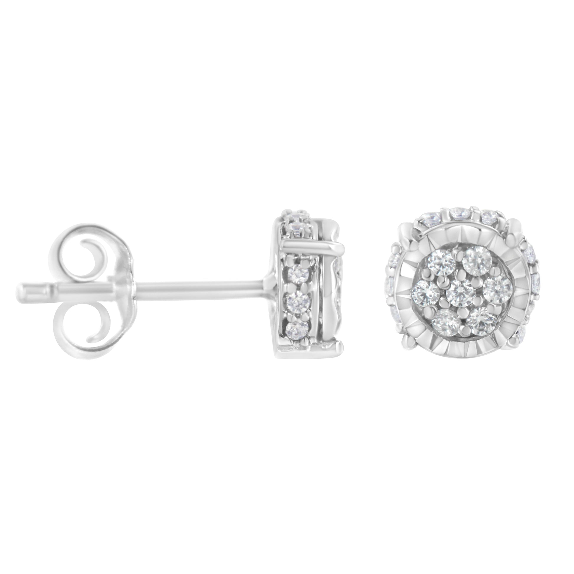 .925 Sterling Silver 1/3 cttw Round-cut Diamond Floral Stud Earring (I-J Clarity, I3 Color) Bids.com