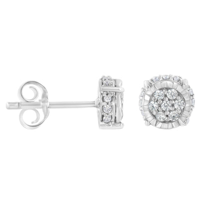 .925 Sterling Silver 1/3 cttw Round-cut Diamond Floral Stud Earring (I-J Clarity, I3 Color) Bids.com
